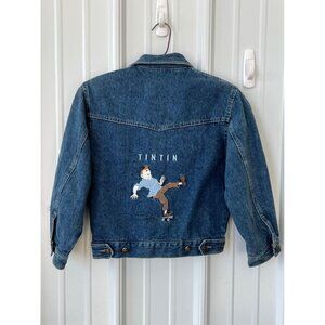 Vintage RARE Adventures of Tintin Denim Jacket Embroidered Youth